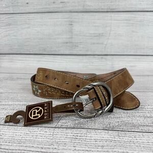 💖Roper Women's Brown Leather Belt with Silver Buckle